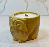 Large Owl Concrete Candle