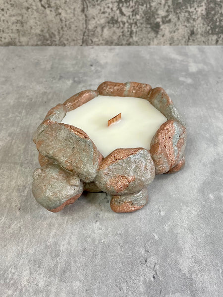 Rock Turtle Concrete Candle